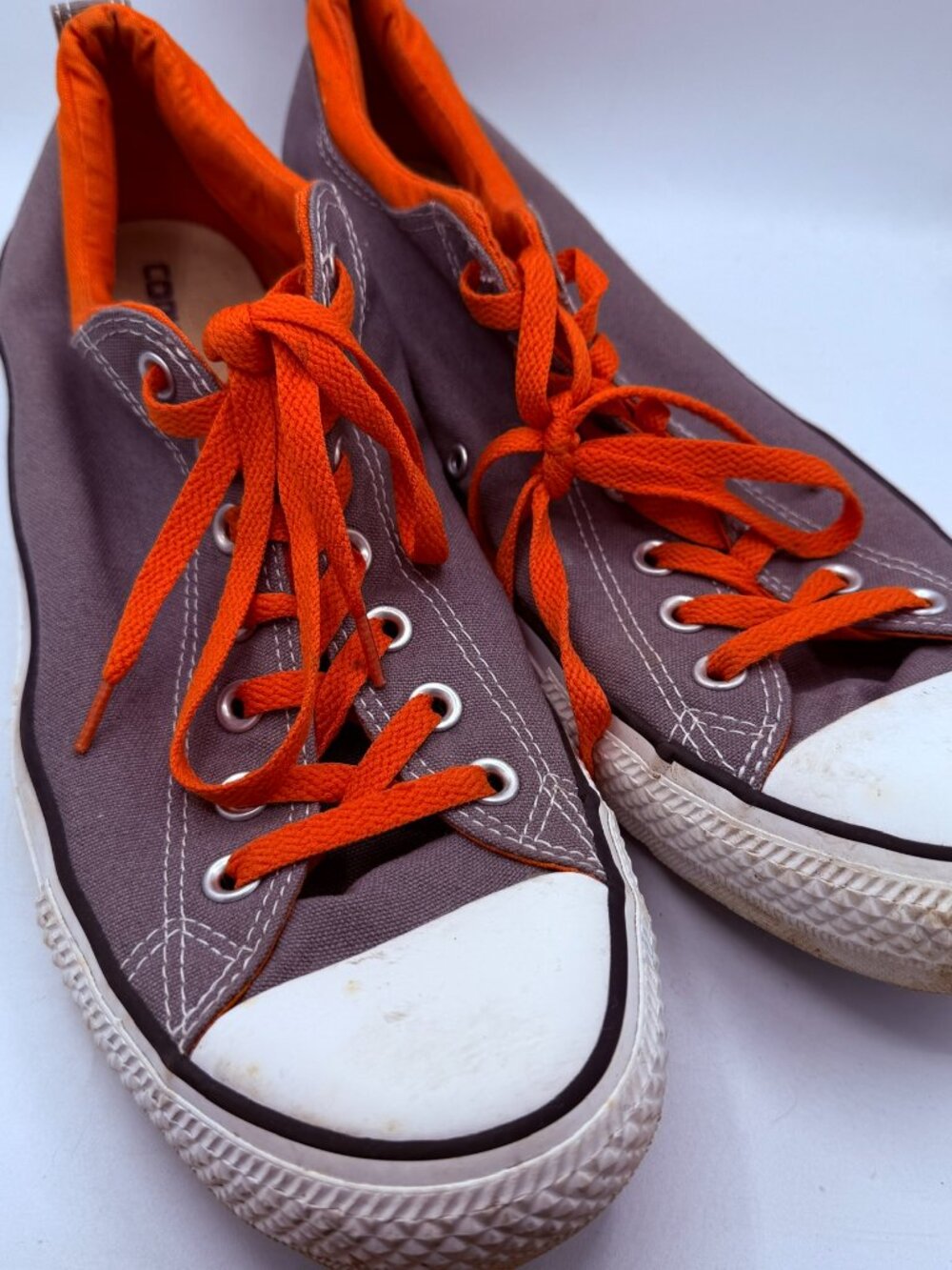 Converse All Star Low Top Sneakers Size 13 | Brown Canvas Orange Laces Unisex